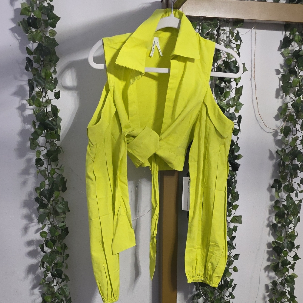 Vibrant Lime Green Women's Cold Shoulder Top
